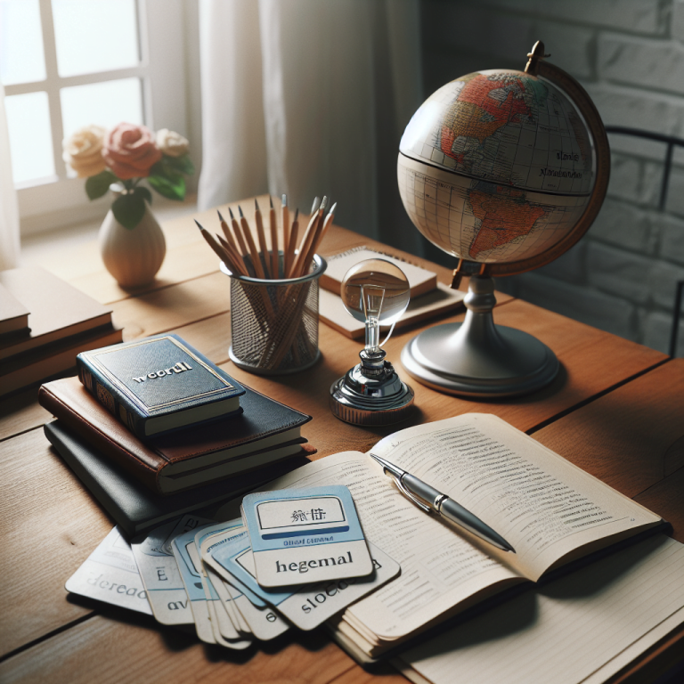 nauka języka – potrzebne przybory i materiały, leżące na stole