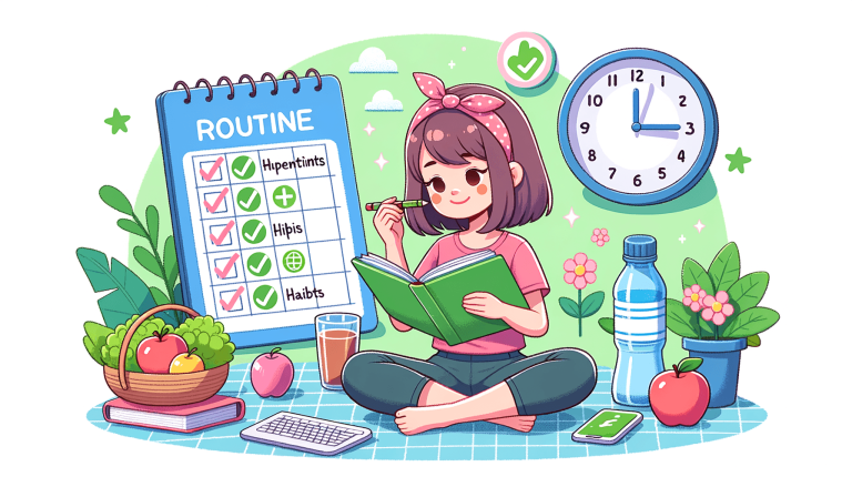Dziewczyna planująca swoje dobre nawyki