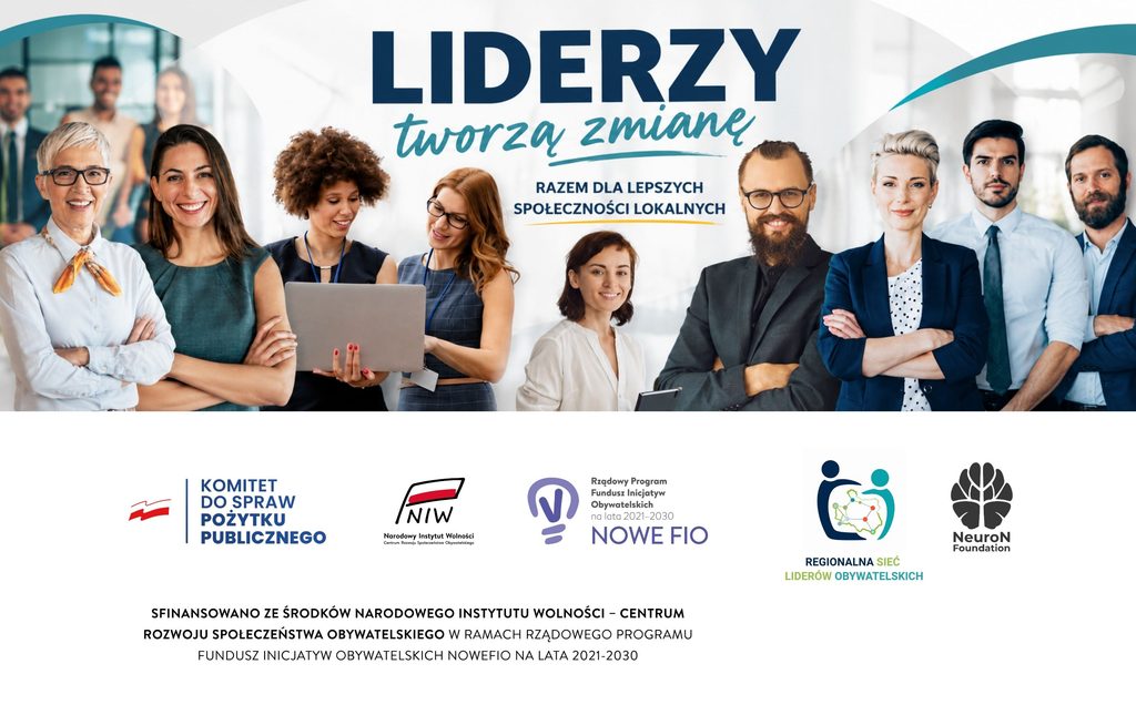 grupa ludzi reprezentująca różne grupy społeczne, kobiety, mężczyźni, młode osoby i seniorzy, liderzy lokalnej społeczności, przedstawiciele NGO, uśmiechnięci w eleganckich ubraniach
